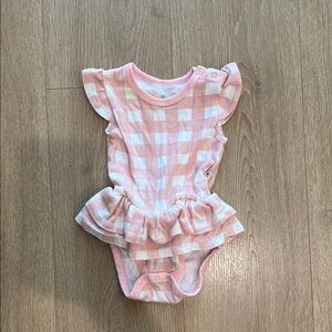 The Honest Company Pink and White Checkered Bodysuit